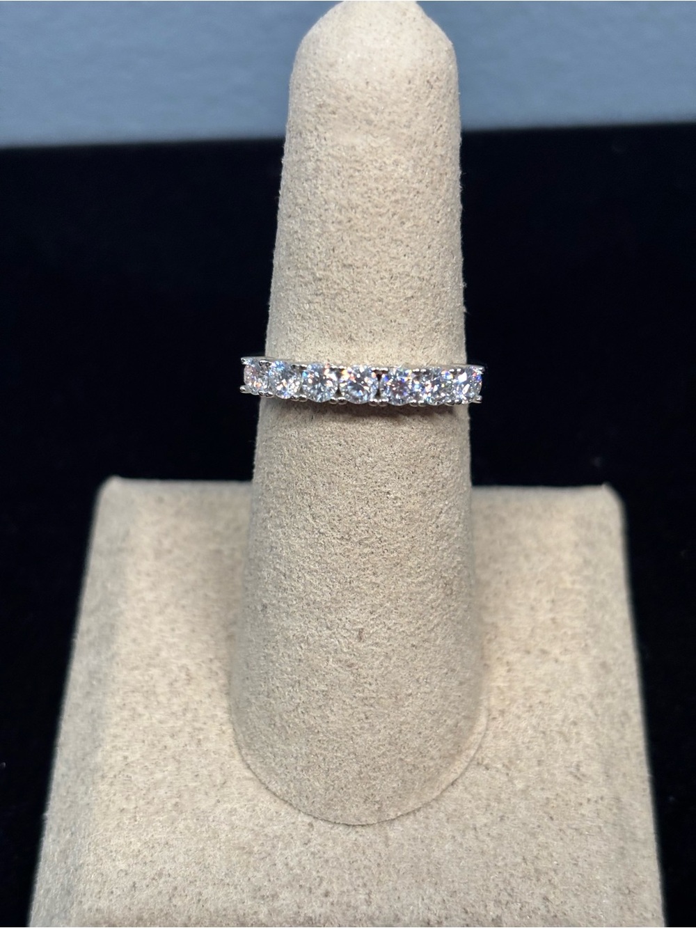 925 Sterling Silver Classic White Moissanite Eternity Band (Size 7)